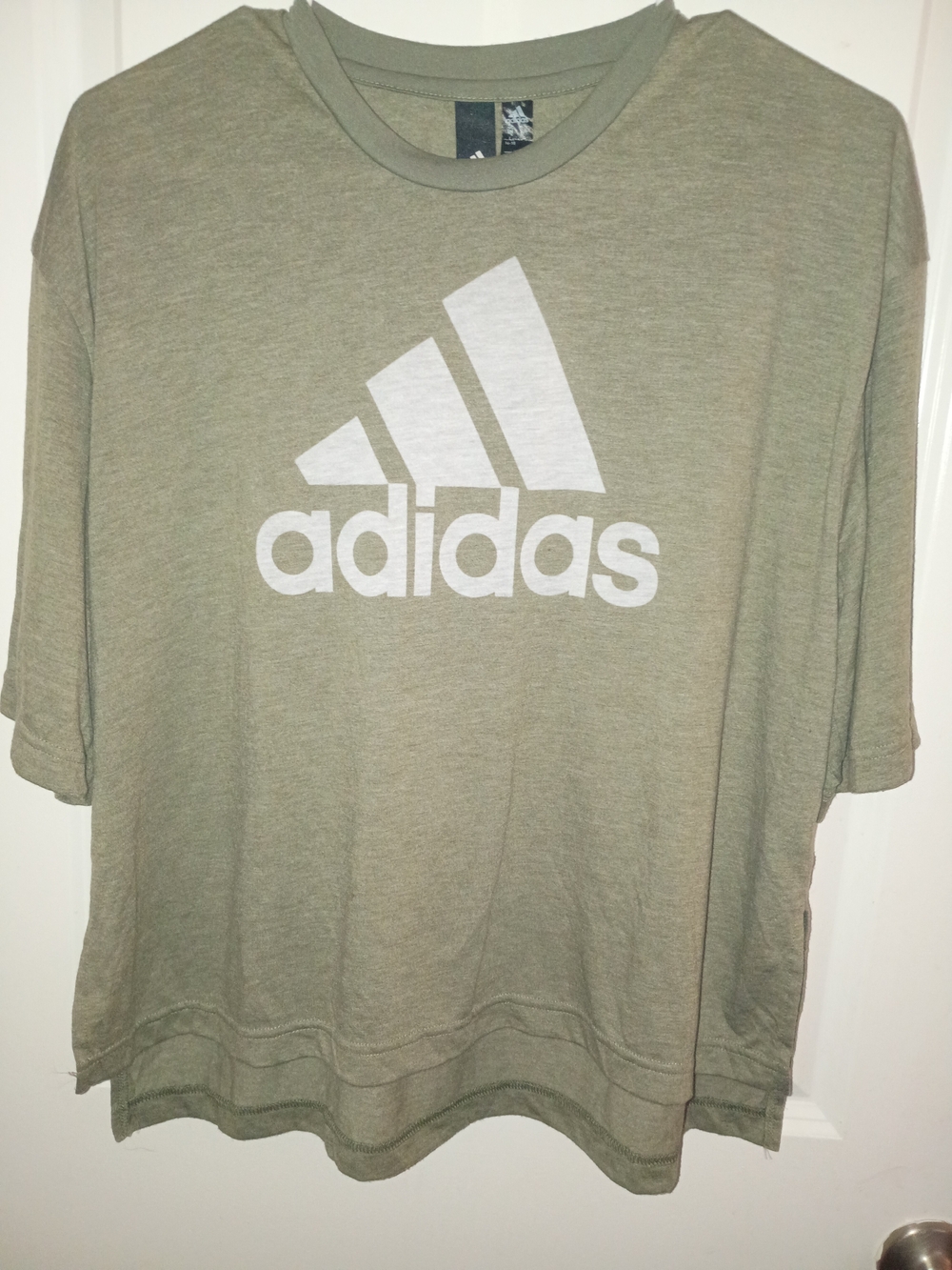 adidas Olive Green Short Sleeve Tee with White Logo